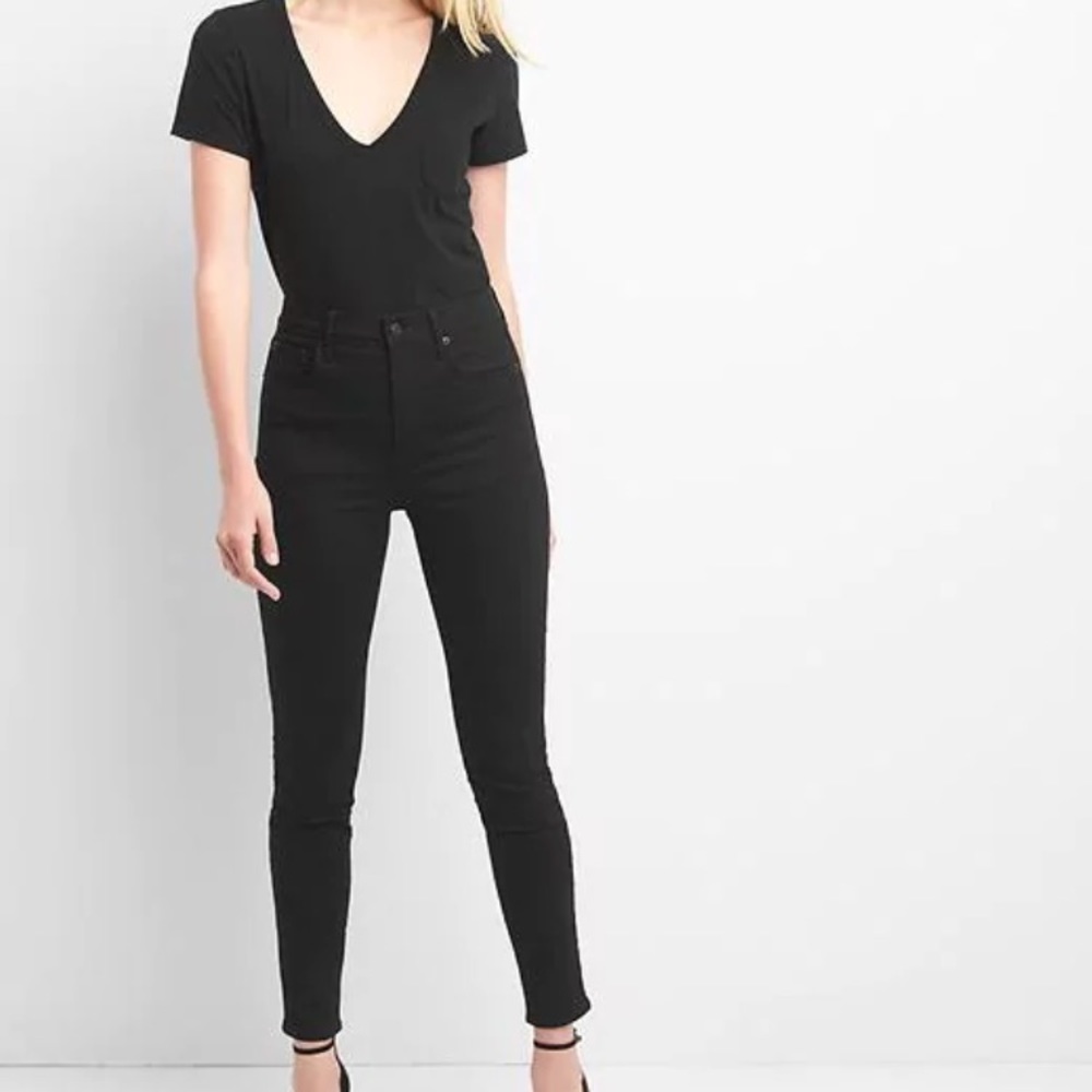 Gap super high rise true skinny jeans in black